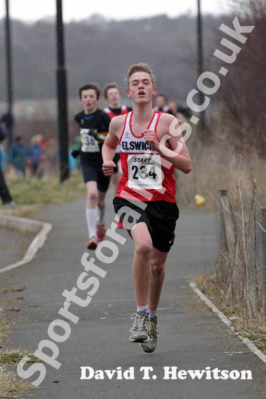 Ewan Cassidy (Elswick) during the under-15 boys Elswick Road Relays.